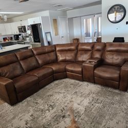 Leather Couch Sectional With Electric Recliners