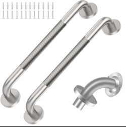 Stainless Steel Grab Bars with Knurled Grip – 2 Pack