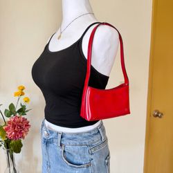 Y2K Red Patent Leather Shoulder Bag