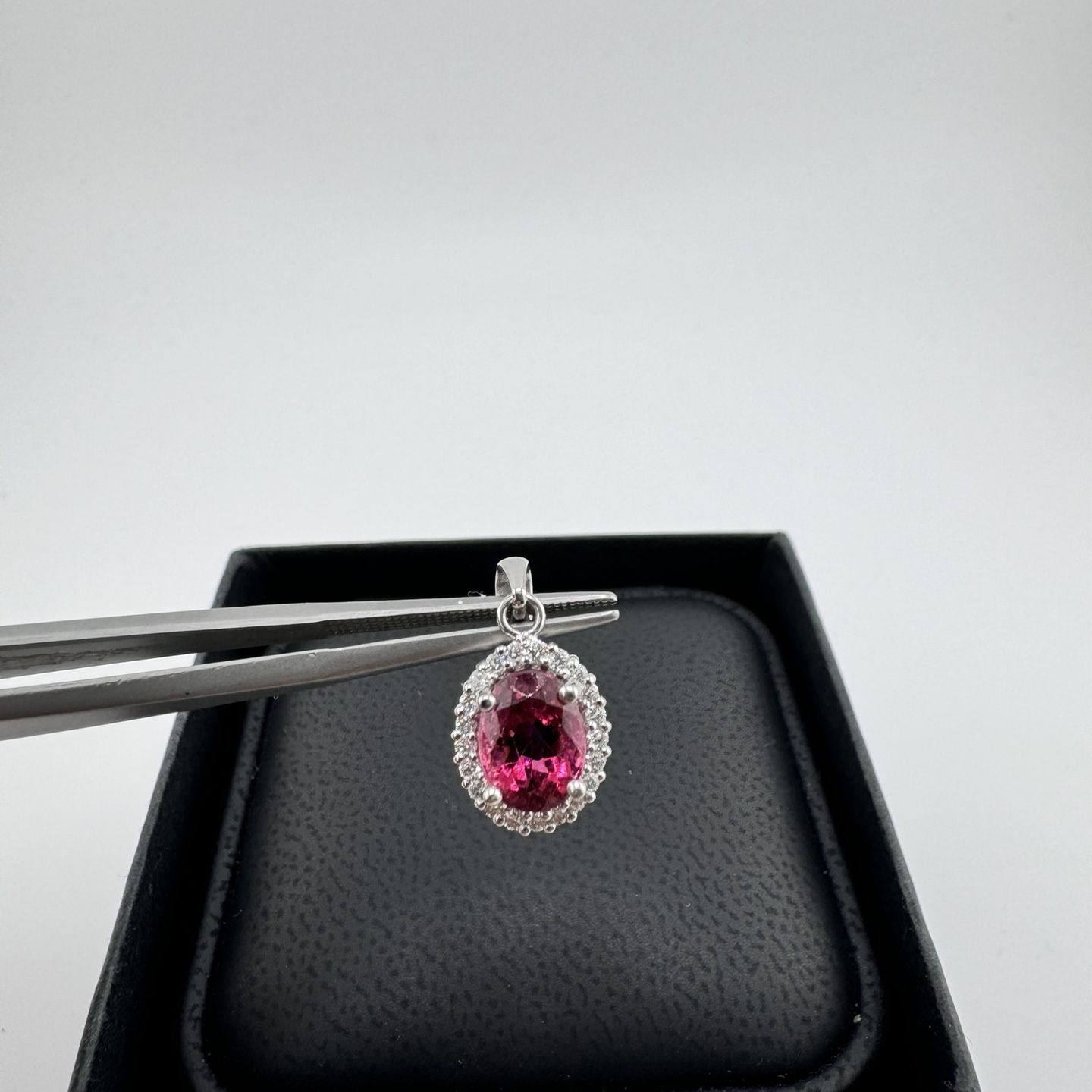 Pink Tourmaline Pendant 14 K White Gold