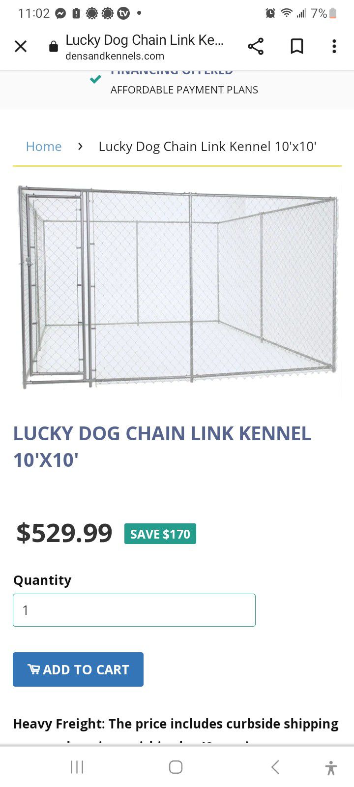 Dog Kennel 10×10 125$ Obo