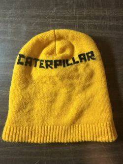 Vintage CAT  Caterpillar Beanie knitted hat Yellow with black - One Size