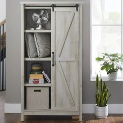 Better Homes & Gardens Modern Farmhouse Bookcase Storage Cabinet, Rustic White Finish