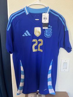 Adidas Argentina 2024 Away Soccer Jersey Blue Lautaro Martinez 22 Medium M