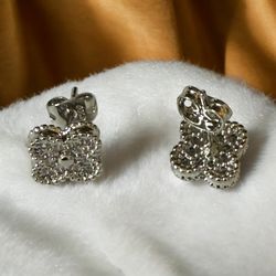 Set of 2 Clover Theme Rhodium Electroplated Earrings