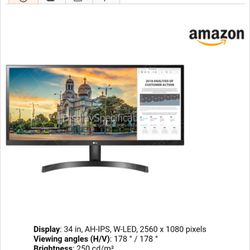34 Inch LG Ultra Wide Monitor 