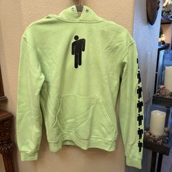 BILLIE EILISH Neon Green Blohsh Graphic Hoodie Sweatshirt Size Small