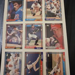 1992 Topps Baseball Uncutt Sheet