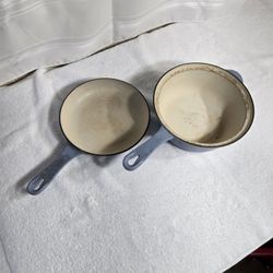 Le Creuset Light Blue Enameled Cast Iron Skillet / Fry Pan 