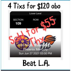 Phoenix Mercury  4 Tickets Together 