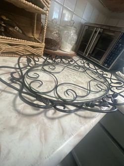 Princess house Decorative Wrought Iron Glass Tray