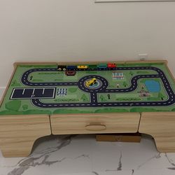 Large 50in 70-Piece Train Table, Multipurpose Wooden Toy Activity Playset for Children w/Tracks, Reversible Top - Natural