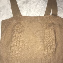 Brown, Cropped, Textured, XS Top.