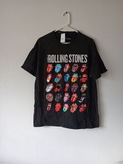 The Rolling Stones Tongue Tour Black Mineral Wash Concert T-Shirt Sz. L Men