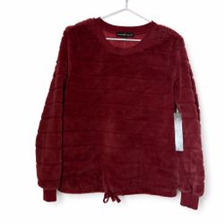 Suéter afelpado manga larga color vino