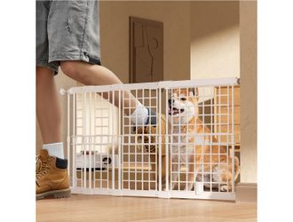 Adjustable Dog Gate - 13-22 Inch Height, 18-43 Inch Width Extension - No Drill Pet Gate for Doorways, Stairs, Puppies - Heavy Duty Metal Safety Gate