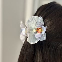 Ligh blue Orchid Floral Hair Claw Clip