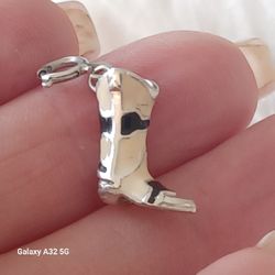 Vtg.Designer ROSS- SIMONS STERLING SILVER ENAMELED " COWGIRL " BOOT PENDANT