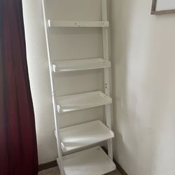 White Leaning Bookcase Shelf Unit