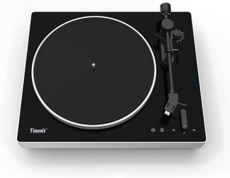 Timmit Bluetooth Vinyl Record Player Turntable USB Recording AT3600L Belt Drive 2-Speed Black
