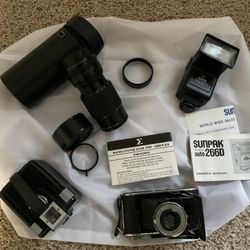 Antique Cameras And Nikon FE2 Accessories