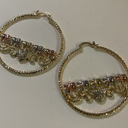 14k gold plated 3 gold earrings Elhepants 