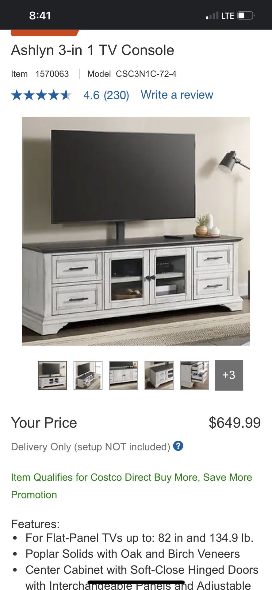 Ashlyn 3-in Tv Console Costco