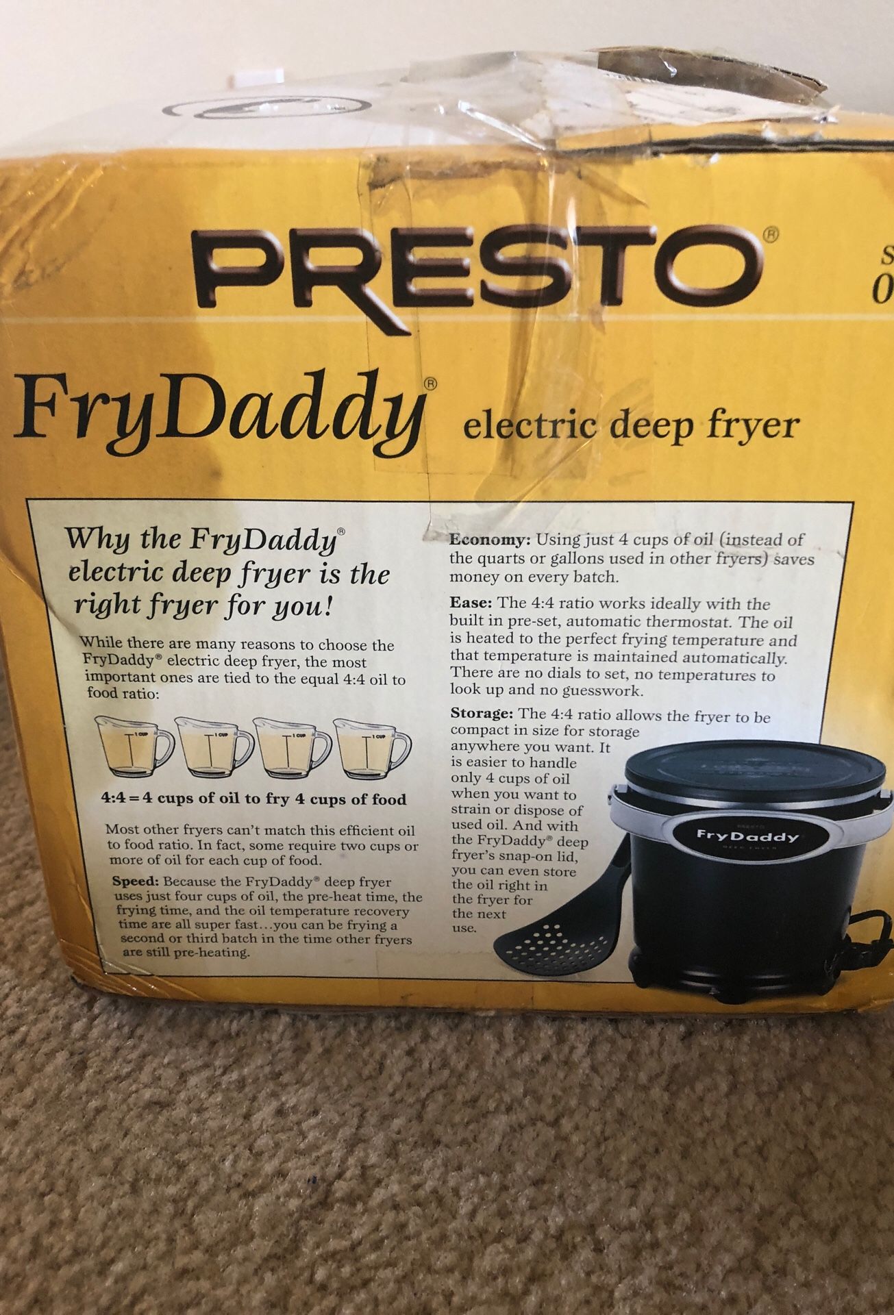 Presto Fry Daddy 4-Cup Electric Deep Fryer, Aluminum