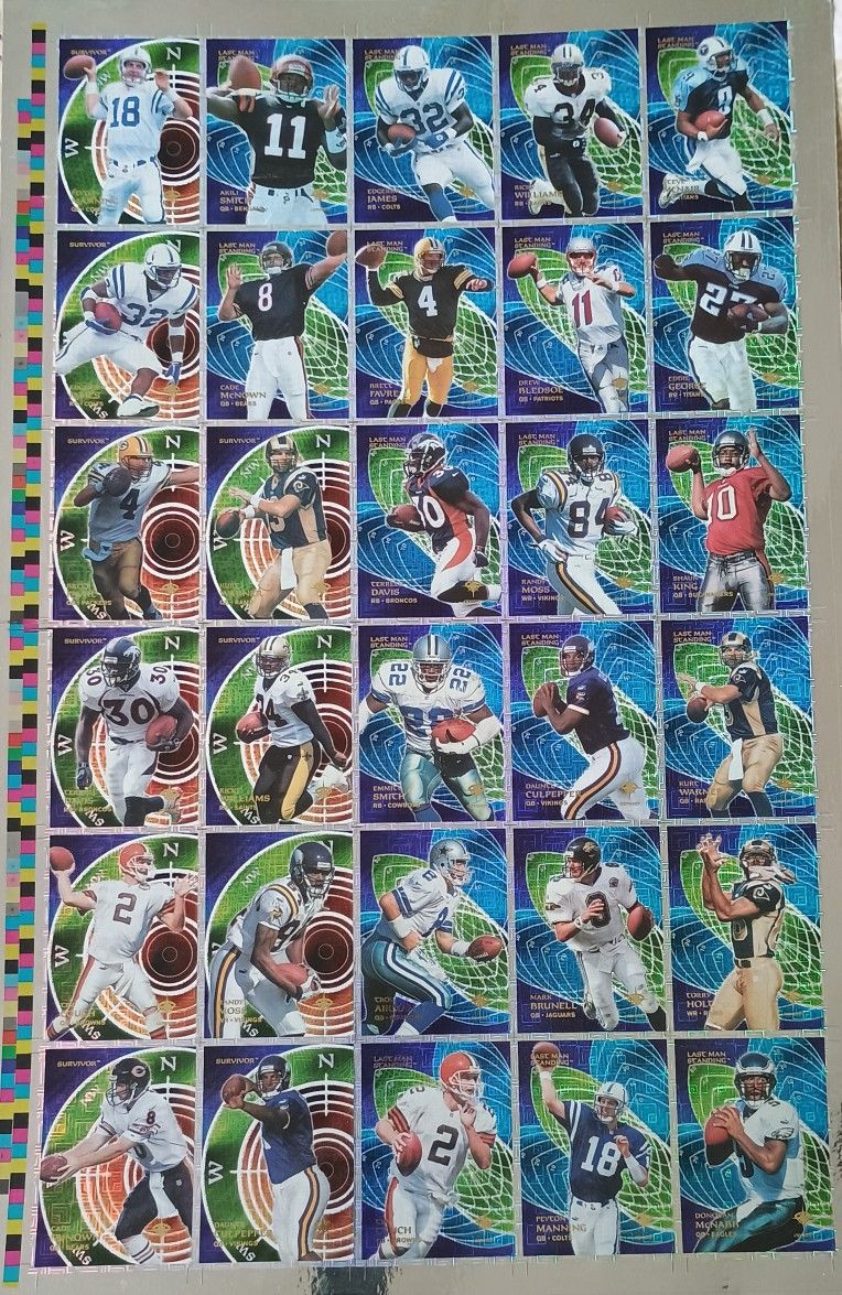 Football Cards Uncut Sheet 2000 Odyssey 30 Football Cards Peyton Manning Brett Farve & more. See our other great vintage Sports art antiques jewelry F