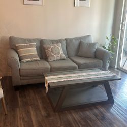 Sofa With Coffee Table Along With 4 Cushions 