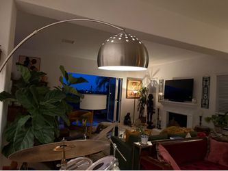 floor lamp Vintage Mid Century marble and metal adjustable arc floor lamp