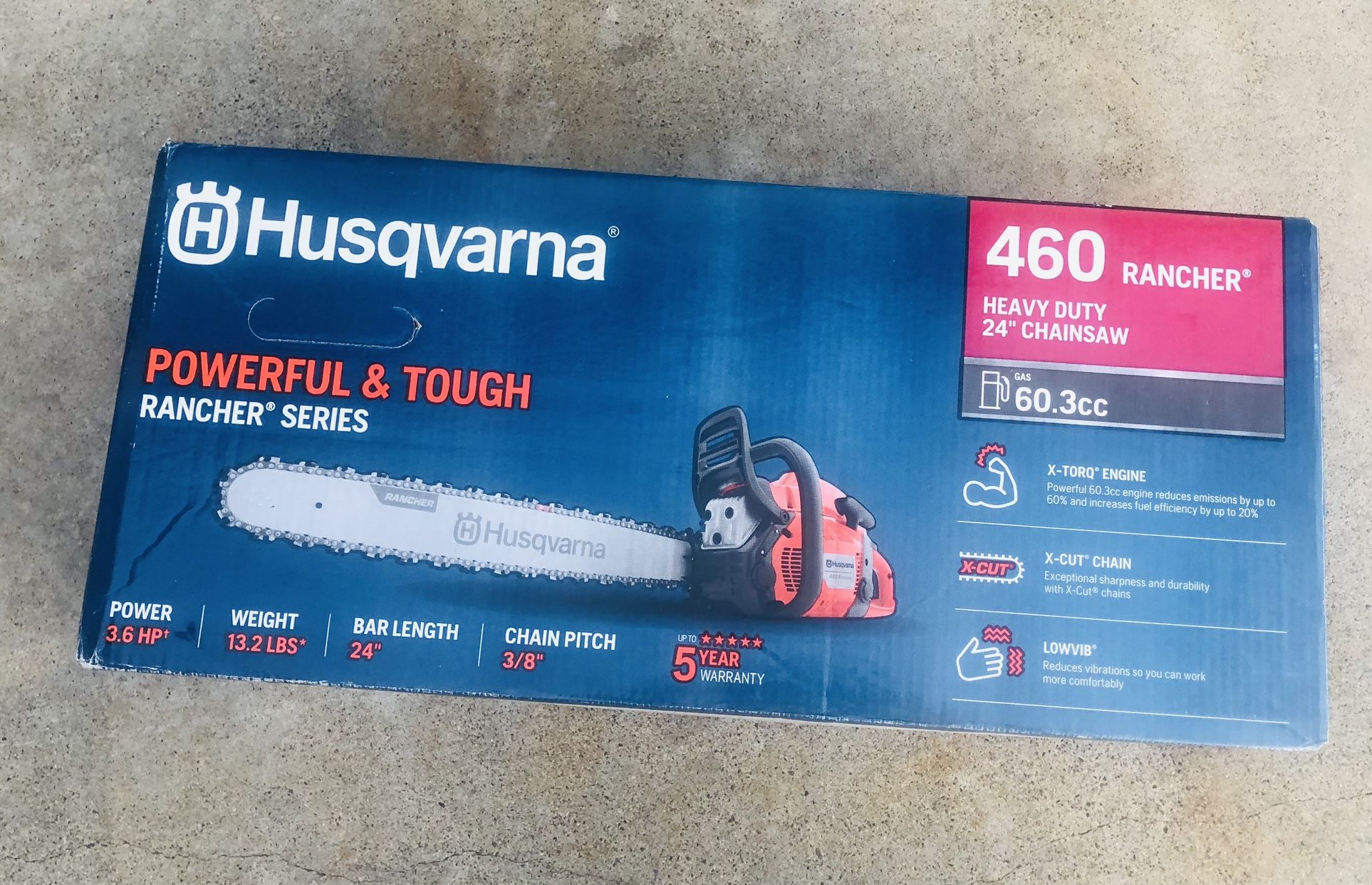 Husqvarna 460 Rancher 60.3-cc 2 Cycle 24-in Gas Chainsaw 