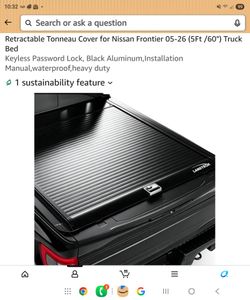Lanotech Retractable Hard Tonneau Cover for Nissan Frontier 2005-2026 | (5Ft /60") Truck Bed Cover, Keyless Password Lock, Black Aluminum, w/Installat