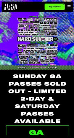 Hard Summer 2026 tickets for Saturday and Sunday