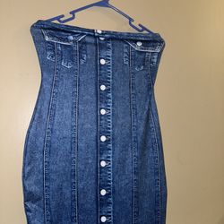 Women's Designer Denim Look Strapless S  Spring and Summer Dress.