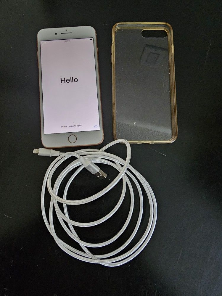 IPHONE 8 PLUS WITH CASE & CHARGING CORD