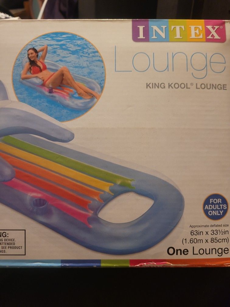 4th of July Intex King Kool Lounge Inflatable Swimming Pool Lounger with Headrest