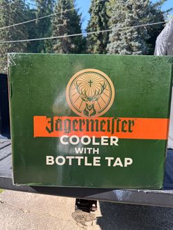 Jagermeister cooler with bottle tap.