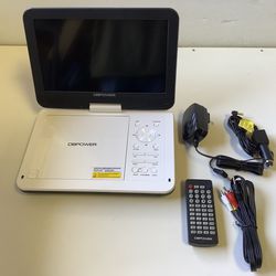 DBPOWER Portable DVD Player , 10" Swivel Display Screen and SD/ USB Port, 5 Hour Rechargeable Battery. White