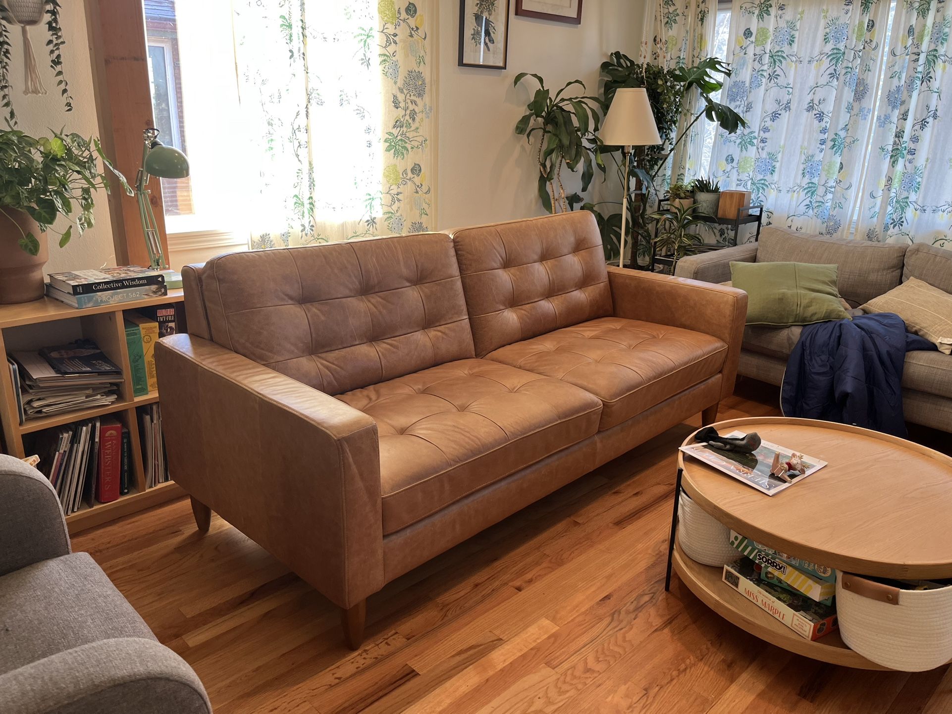 Kasala Leather Mid-Century Couch