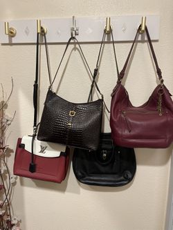 Leather Handbags Brown Burgundy Black