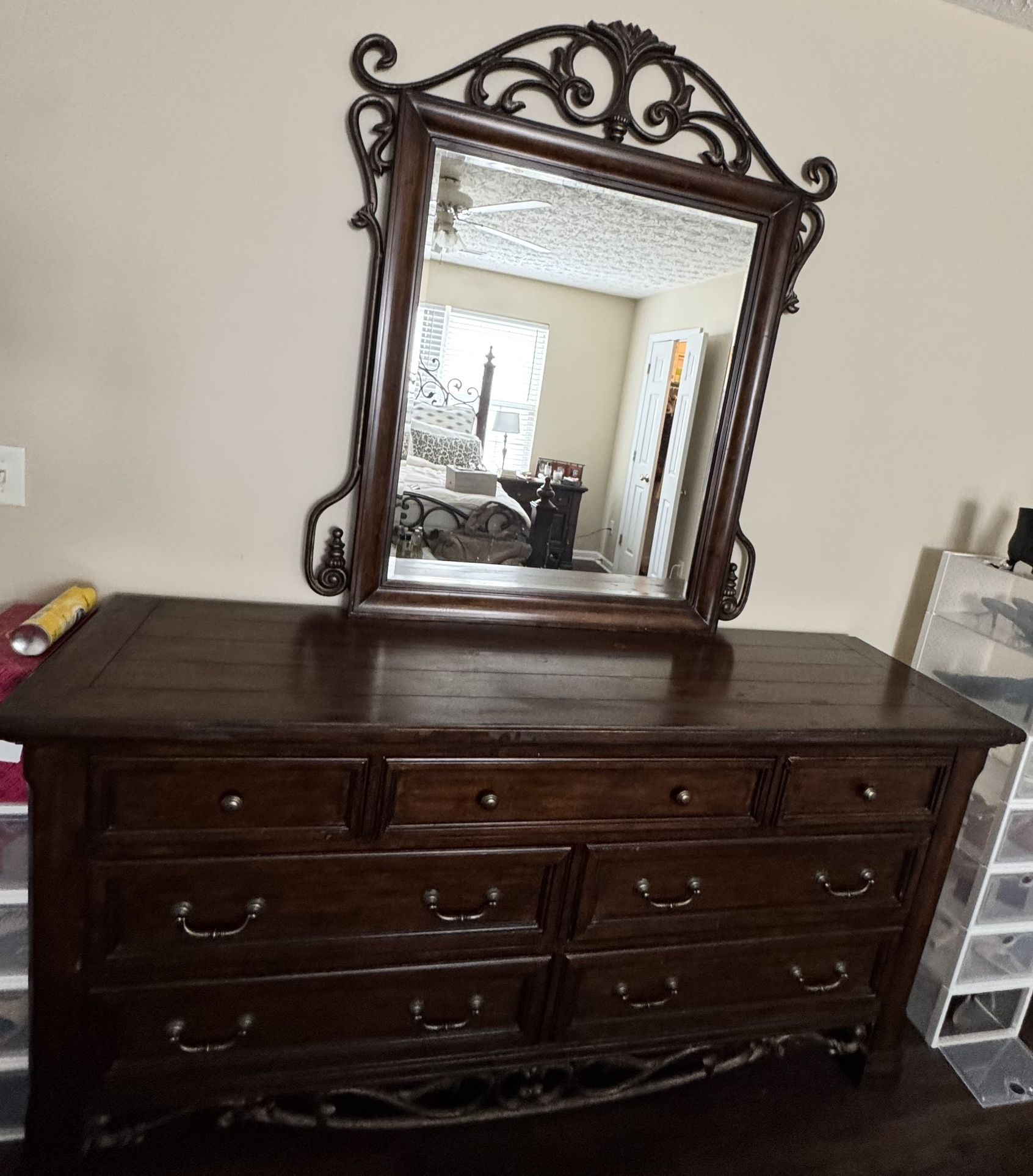 Dresser With Two Stands And Bed frame In Picture