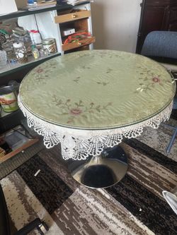 Small round table with glass top