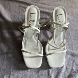 Strappy White Heels 