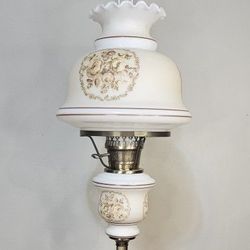 Vintage Rare Quoizel Floral Hurricane FLOOR Lamp - Main & Nightlight