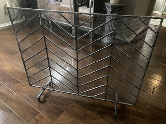reduced! Gorgeous, Designer, Fireplace Screen. Modern, Distressed, Silver Chevron Pattern.