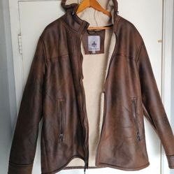 Men's Vegan Suede Leather Jacket XL Brown

Sherpa