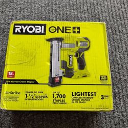 NEW RYOBI P361 18V ONE+ CORDLESS AIRSTRIKE 18-GAUGE NARROW CROWN STAPLER - TOOL ONLY