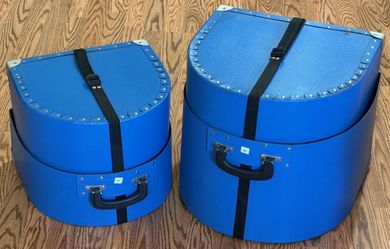 Vintage 12" and 14" Blue Hard Fiber Tom Case s For Drum Set Kit