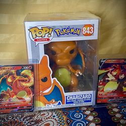 New Funko Pop! Games Pokémon Charizard Vinyl Figure #843 & Two Pokémon Cards